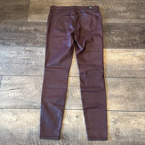 NWOT Kut from the Kloth Mia High Rise Skinny Wet Look Bordeaux Jeans Size 8 - Picture 4 of 12